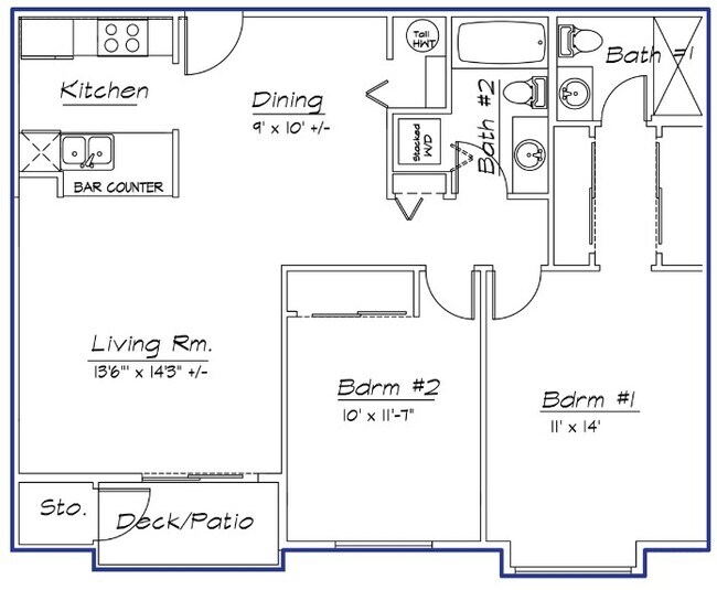 2 Bedroom 2 Bath (A) A102 floor plan